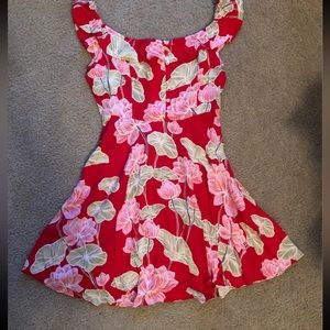 Red floral dress